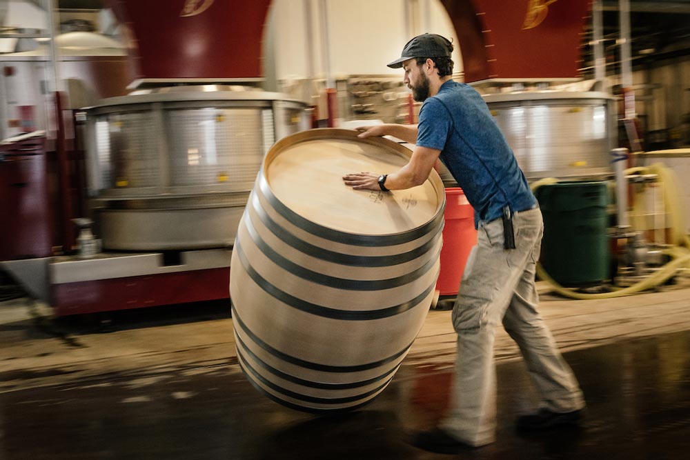 spinning a barrel of wine