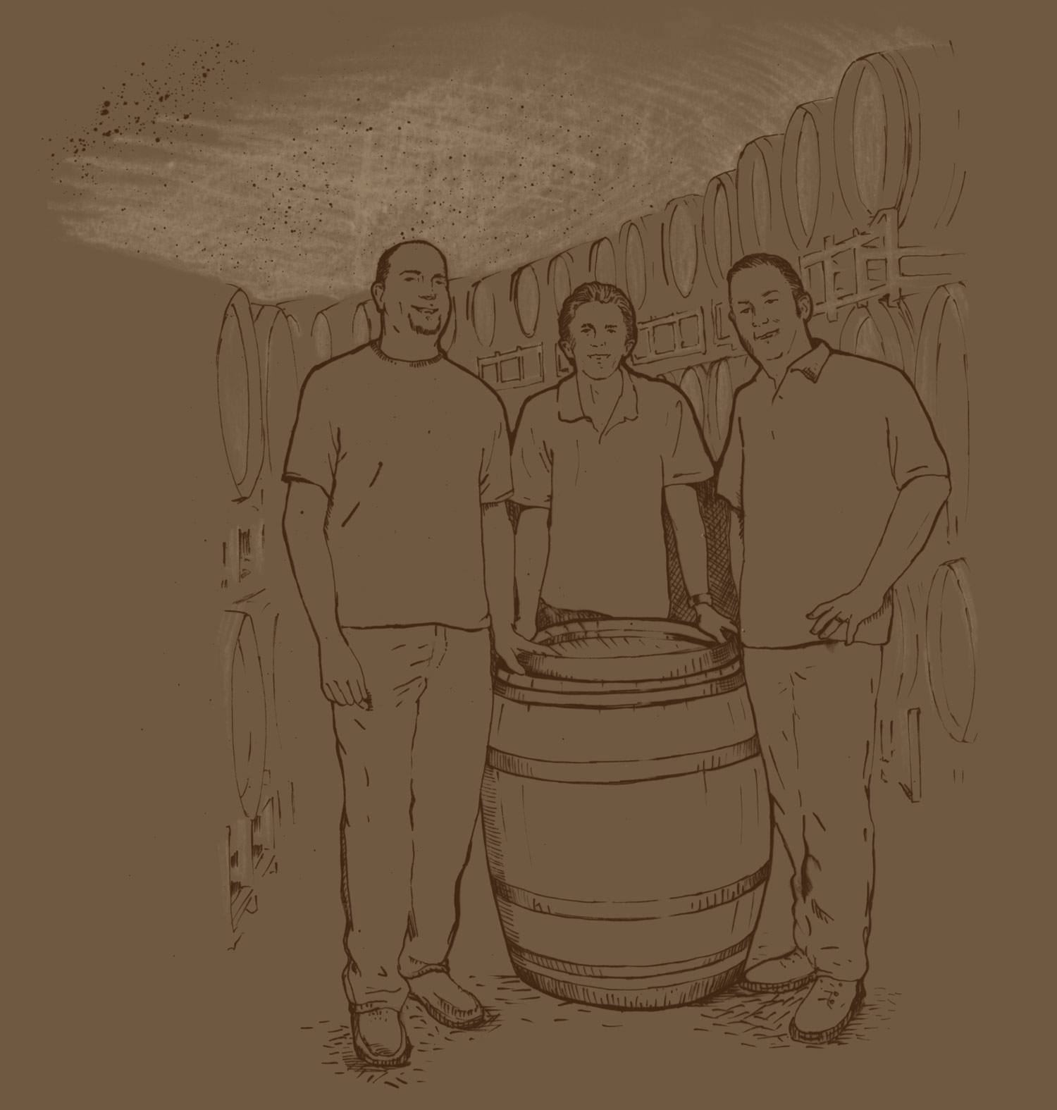 sketch of 3 winemakers